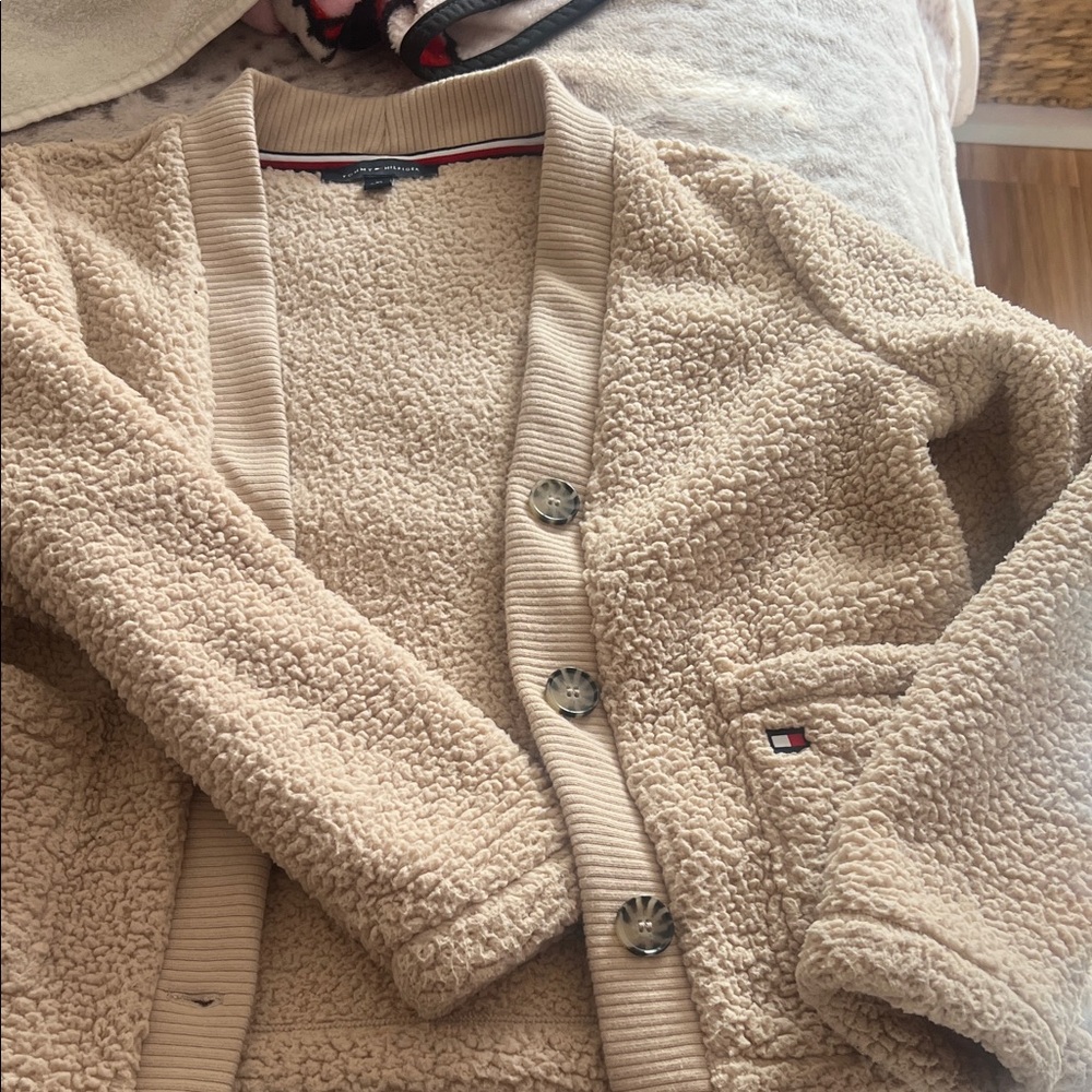 Tommy Hilfiger Cream Sherpa Button-Up